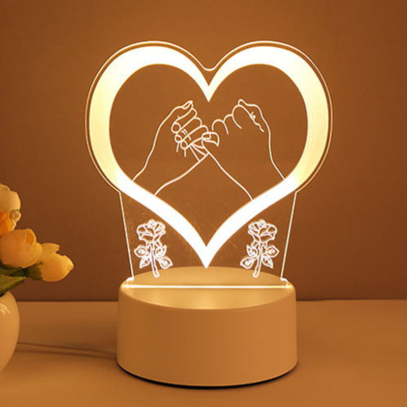 3D Acrylic LED Night Light USB Neon Style Lamp for Room Decor and Valentines Gifts