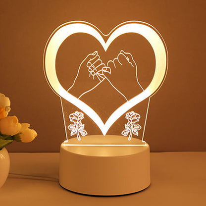 3D Acrylic LED Night Light USB Neon Style Lamp for Room Decor and Valentines Gifts