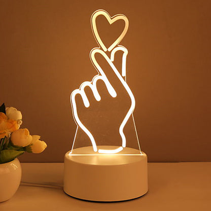 3D Acrylic LED Night Light USB Neon Style Lamp for Room Decor and Valentines Gifts
