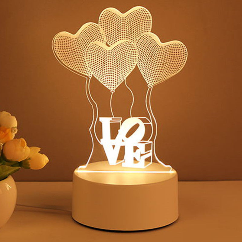 3D Acrylic LED Night Light USB Neon Style Lamp for Room Decor and Valentines Gifts