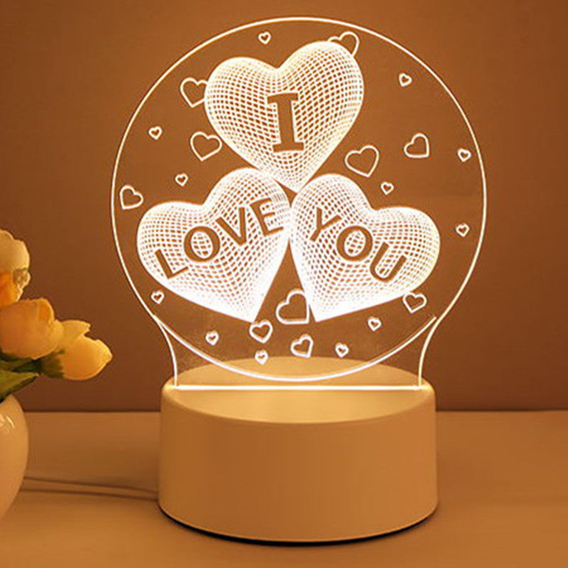 3D Acrylic LED Night Light USB Neon Style Lamp for Room Decor and Valentines Gifts