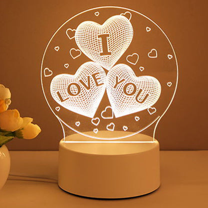 3D Acrylic LED Night Light USB Neon Style Lamp for Room Decor and Valentines Gifts