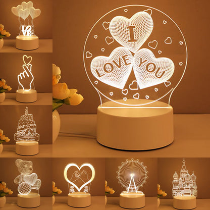 3D Acrylic LED Night Light USB Neon Style Lamp for Room Decor and Valentines Gifts